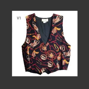V1 Ladies Vest Equestrian Design Blk multi Large